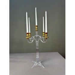 5 Kollu Şeffaf&Gold Cahide Şamdan